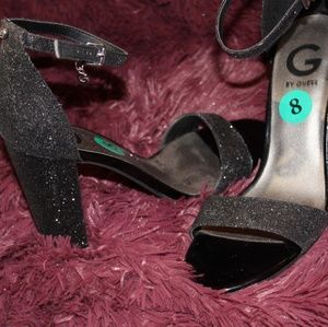 Sparkling chunky heel womens pumps